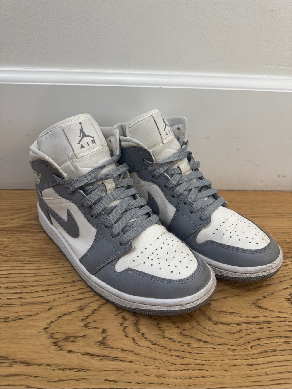Nike Air Jordan 1 Mid White & Gray Sneakers